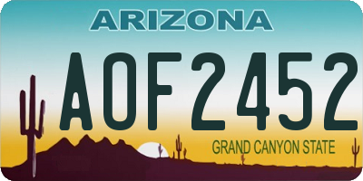 AZ license plate AOF2452
