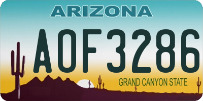AZ license plate AOF3286