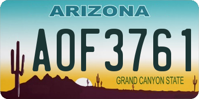 AZ license plate AOF3761