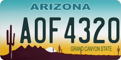 AZ license plate AOF4320
