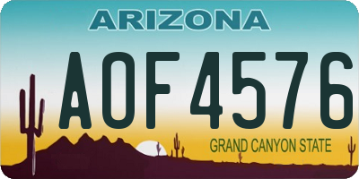 AZ license plate AOF4576