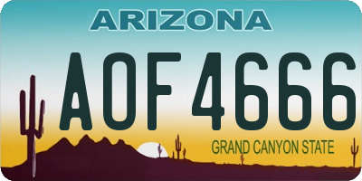 AZ license plate AOF4666