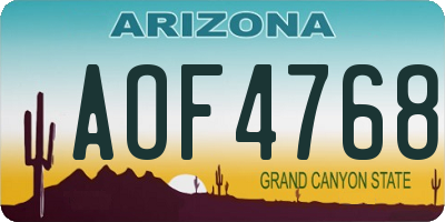 AZ license plate AOF4768