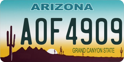 AZ license plate AOF4909