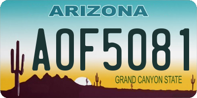 AZ license plate AOF5081
