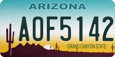 AZ license plate AOF5142