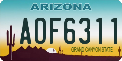 AZ license plate AOF6311
