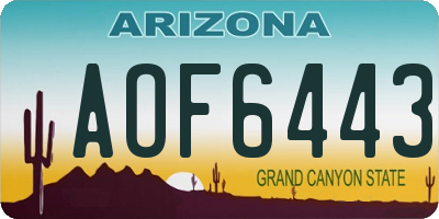 AZ license plate AOF6443