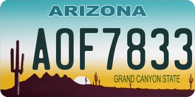 AZ license plate AOF7833