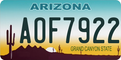 AZ license plate AOF7922