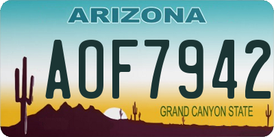 AZ license plate AOF7942