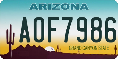 AZ license plate AOF7986