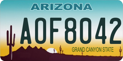 AZ license plate AOF8042