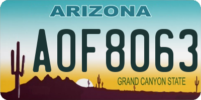 AZ license plate AOF8063