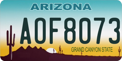 AZ license plate AOF8073