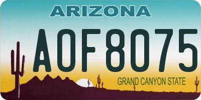 AZ license plate AOF8075