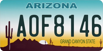 AZ license plate AOF8146