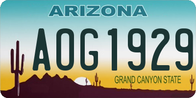 AZ license plate AOG1929