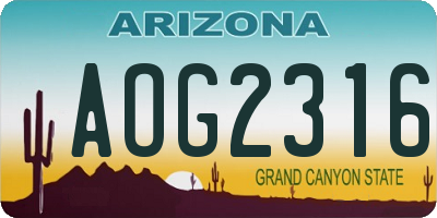 AZ license plate AOG2316