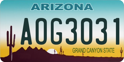 AZ license plate AOG3031