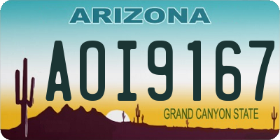 AZ license plate AOI9167