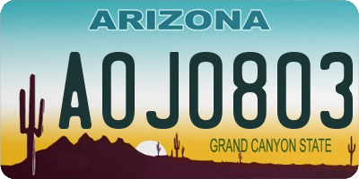 AZ license plate AOJ0803