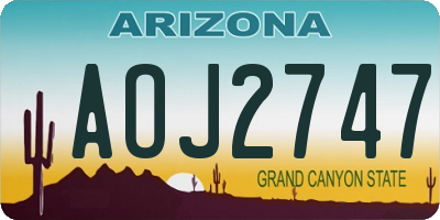 AZ license plate AOJ2747