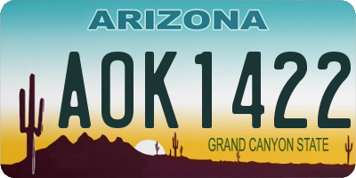 AZ license plate AOK1422