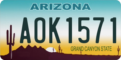 AZ license plate AOK1571