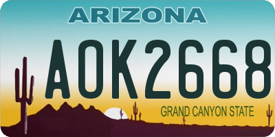 AZ license plate AOK2668