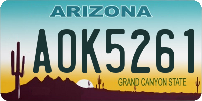 AZ license plate AOK5261