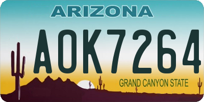 AZ license plate AOK7264