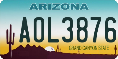 AZ license plate AOL3876