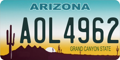 AZ license plate AOL4962