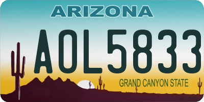 AZ license plate AOL5833