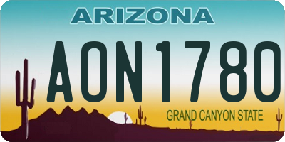 AZ license plate AON1780