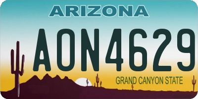 AZ license plate AON4629