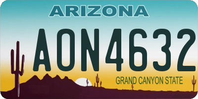 AZ license plate AON4632