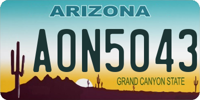 AZ license plate AON5043