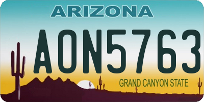 AZ license plate AON5763