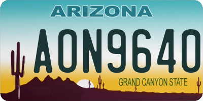AZ license plate AON9640