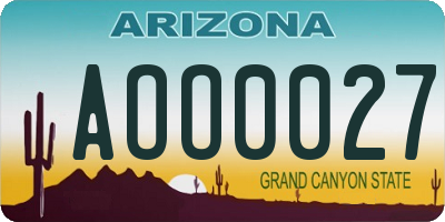 AZ license plate AOO0027