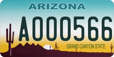 AZ license plate AOO0566