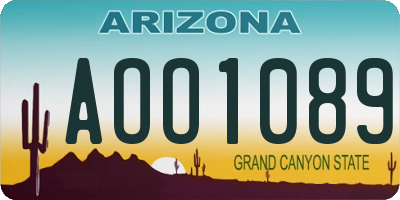 AZ license plate AOO1089