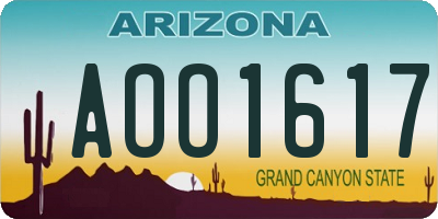 AZ license plate AOO1617