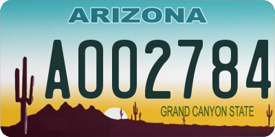 AZ license plate AOO2784