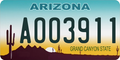 AZ license plate AOO3911