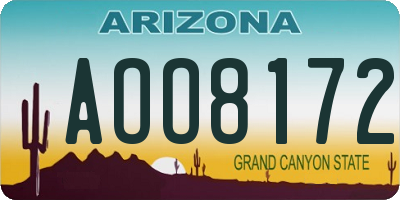 AZ license plate AOO8172