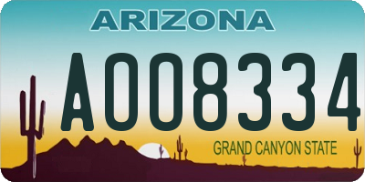 AZ license plate AOO8334