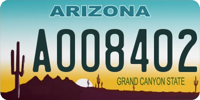 AZ license plate AOO8402